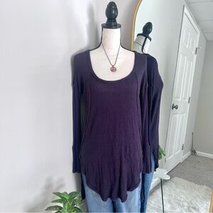Free People dark purple knit long sleeve scoop neck tunic top